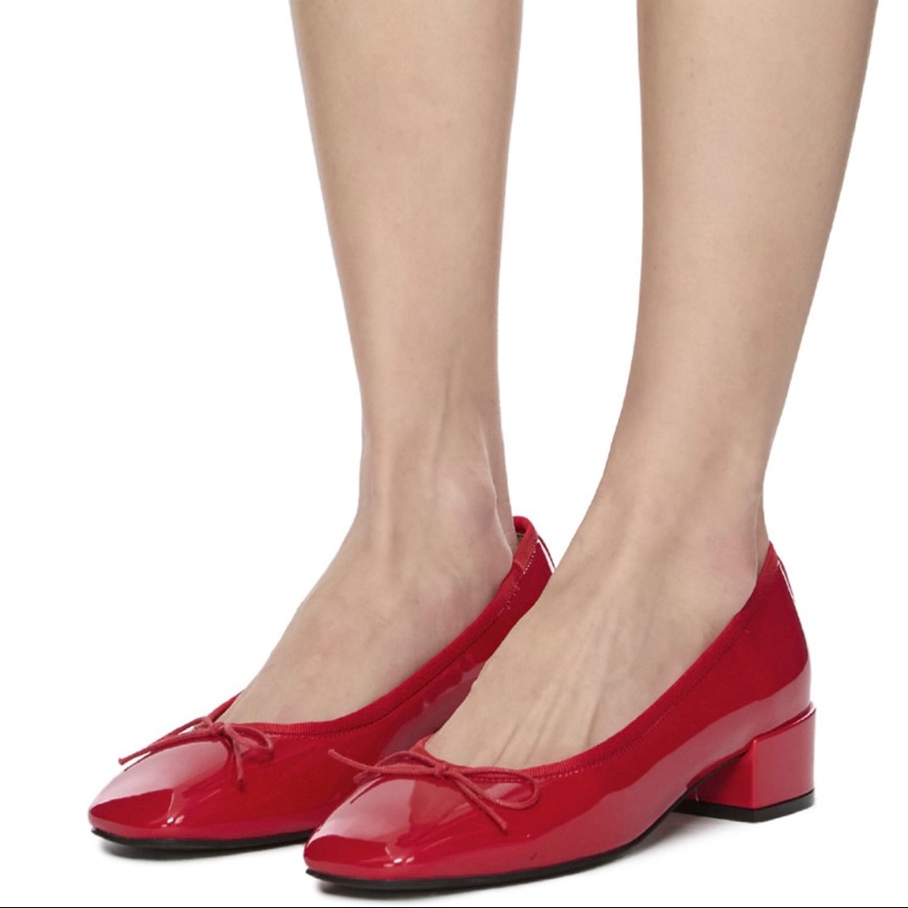 Red Repetto Ribbon Ballet Flats